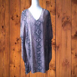 Caramela Size Small Mauve Snakeprint Kimono Dress Flowy Lined Beach Resortwear